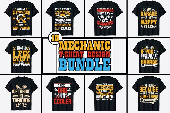 Engineer Mechanic T-shirt Design Bundle: Vintage Blueprint for Your Brand