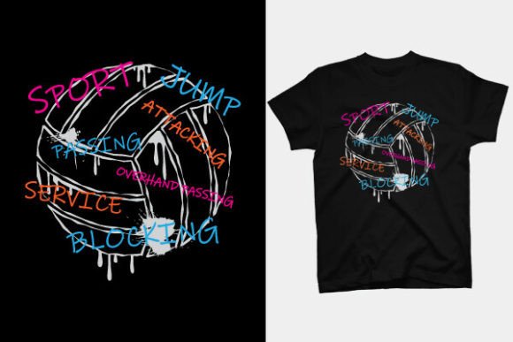 T Shirt Design - Volleyball: Creative Illustrations & Typography for Your Next Project