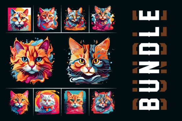 Watercolor Cat T-Shirt Design: A Vibrant Bundle for Creators