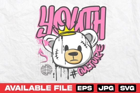 Youth Culture Bear Doll T-Shirt Design: Streetwear Essentials